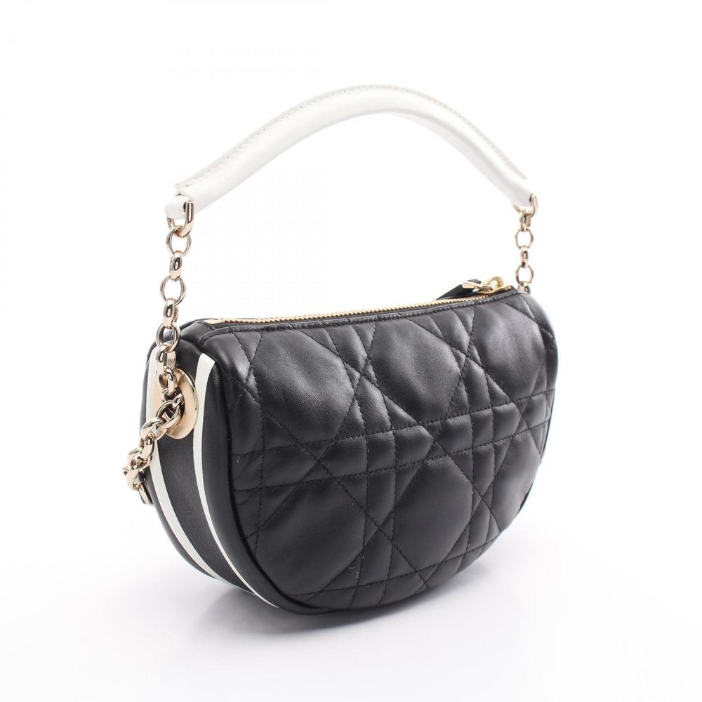 Dior White VIBE Shoulder Bag Cannage Leather Black Hobo